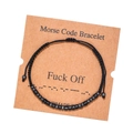 Handmade Morse Code bracelet with Fuck Off message on a kraft display card - Fuck Off (ZJ4822)