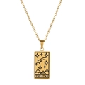 Détail du pendentif carte de tarot The Star sur une chaîne en acier plaqué or - Style L'Étoile Or (ZJ5383)
