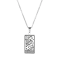 Détail du pendentif de tarot argenté avec gravure The Moon sur collier en acier - Style La Lune Argent (ZJ5386)