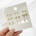 Elegante juego de 9 pares de pendientes dorados con diseños de corazón y serpiente - Estilo Serpiente Lazo Bola Dorado (ZJ3354)