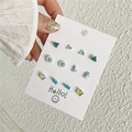 6er-Set minimalistische blaue s925 Silber Ohrstecker mit geometrischen und floralen Designs - 925 Silberstecker / Frischer Blauer Stil (ZJ5582)