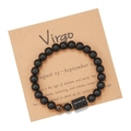 Detail of Virgo zodiac beaded bracelet with matte agate, tiger eye stone and info card - Virgo (ZJ9624)