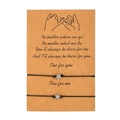 Star charm woven cord bracelets for couples with sentimental message card - Black Cord (ZJ5041)