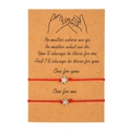 Minimalist red wax cord star bracelets for couples set on a kraft card with line art - 2pcs Red Cord (ZJ5042)