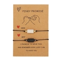 Πλεχτά βραχιόλια pinky promise με μαύρες και λευκές ηφαιστειακές πέτρες σε κάρτα kraft - Στυλ Υπόσχεση (ZJ6437)