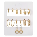 Set di orecchini a cerchio a C vintage placcati oro con perle e strass da donna - Stile Pizzo Perla Oro (ZJ6723)