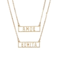 Conjunto de collares dorados con colgantes rectangulares de letras AMOR y BONITA - Colgante calado de letras AMOR (ZJ4050)