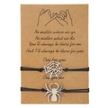 Set di due braccialetti dell'amicizia in corda nera con ciondoli a forma di ragno e tela - Stile Ragno Ragnatela (ZJ12634)