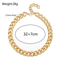 Collar de cadena gruesa dorada con cierre de mosquetón, peso 28g y largo de 32+7cm - Cadena gruesa dorada de 3,5 mm (ZJ2563G)