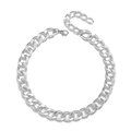 Collar de cadena de eslabones gruesos plateado minimalista con acabado pulido y cierre - Cadena gruesa de plata pulida (ZJ2563S)