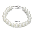 Bracciale classico da uomo con perle bianche da 10mm e chiusura a moschettone argento - Stile Perla 10mm-20cm (ZJ6755)