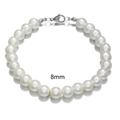 Bracciale di perle bianche da 8mm per uomo con chiusura a moschettone in acciaio inossidabile - Stile Perla 8mm-20cm (ZJ6754)