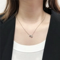 Collar plateado con colgante de doble estrella y circonitas en una cadena minimalista - Doble estrella de plata pavé de circonitas (ZJ4381)