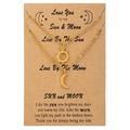 Friendship necklace set with gold stainless steel sun and moon pendants on gift card - Gold Double Layer Style (ZJ13044)