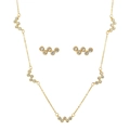 Conjunto de collar y pendientes dorados con cristales brillantes de diseño ondulado - Conjunto de olas de diamantes de imitación de oro (ZJ6650)