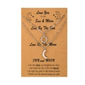 Titanium steel sun and moon pendant necklace set for couples on gift card packaging - Silver Double Layer Style (ZJ6928)
