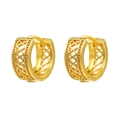 Minimalist gold-plated hollow mesh earrings with delicate beaded edge detailing - Hollow Mesh Grid Texture Style (ZJ12522)