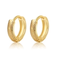 Macro detail of minimalist gold hoop earrings featuring a fine dotted relief texture - Dotted Relief Hoop Style (ZJ7003)