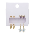 Set di orecchini bohémien con borchie a uva e cerchi dorati su carta bianca - Stile Petalo di Uva Viola (ZJ6996)