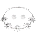 Conjunto de joyas plateadas con collares de meteoritos y pendientes de botón - Conjunto de meteorito de explosión estelar de plata (ZJ3480)