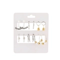 Set of 6 vintage hoop earrings with pearls and rhinestones on white display card - Multi-Beaded Large Hoop Style (ZJ7102)