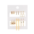 Set di 6 paia di orecchini dorati con cerchi a C, perle e cristalli su carta bianca - Stile Oro Perla Irregolare (ZJ7103)
