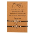 Minimalist Heart & Infinity braided wax line couple bracelets on brown gift card - Infinity Heart (ZJ7055)