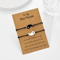 Set of two Yin Yang braided friendship bracelets on a gift card with message - Tai Chi (ZJ7125)