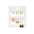 Set di 6 paia di orecchini a cerchio dorati con perle e pendenti a mano di Fatima - Stile Bohemien Mano di Fatima (ZJ7101)