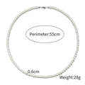 Collana di perle da uomo 55cm con perle rotonde da 6mm e chiusura in acciaio inossidabile - Stile Perla 6mm-55cm (ZJ6767)