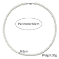 Collana di perle bianche da uomo 60cm con perline da 6mm e chiusura in acciaio inox - Perla 6mm - Lunga 60cm
