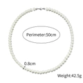 Collana di perle bianche da uomo con perle rotonde da 8mm e lunghezza totale 50cm - Perla 8mm - Lunga 50cm