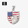 Ciondolo a scudo con testa di aquila in smalto rosso bianco e blu su acciaio inox - Stile Scudo (B) / singolo pendente (senza catena)