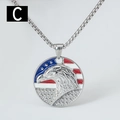 Collana hip hop in acciaio inossidabile con ciondolo aquila e bandiera americana - Stile Tondo Aquila (C) / Pendente Con Catena (Corto)