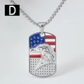 Collana hip hop in acciaio inossidabile con ciondolo bandiera americana e aquila d'argento - Stile Piastrina (D) / Pendente Con Catena (Corto)