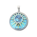 Pendentif œil d'Horus et croix Ankh en acier avec incrustation bleu turquoise - Style Œil d'Horus et Ankh (D) / Pendentif Seul (Sans Chaîne)
