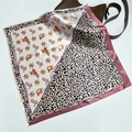 Silk satin square scarf featuring leopard print and western cowboy elements on leather bag - Western Cowboy Leopard Splicing