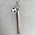 Vintage soccer keychain with multi-color tassels and antique silver lobster clasp hardware - Soccer Style
