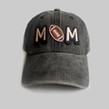 Berretto da baseball grigio scuro lavato con ricamo MOM e grafica football in stile vintage - Regolabile / Grigio Scuro Lavato (22032206)