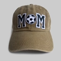 Khaki Soccer Mom bestickte Baseballkappe aus gewaschener Baumwolle für Sport und Freizeit - Verstellbar / Khaki