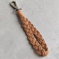 Detailed view of handmade bohemian caramel cotton rope wristlet with antique bronze clasp - Basic Style / Caramel Brown