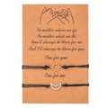 Adjustable sun and moon woven cord bracelets on pinky promise message gift card - 3pcs Sun and Moon (ZJ7575)