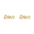Orecchini a perno Love dorati a forma di cuore con intarsio in zirconi - Stile Lettera Love (ZJ7811)