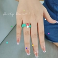 Retro handmade clay ring with 3D red mushroom charm and a chunky green band - Green Base Mushroom Style(ZJ8101)