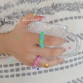 Twisted spiral resin ring set in vibrant green blue and purple pink color blocks - Pink Purple Braided Style(ZJ8115-Purple)