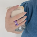 Handcrafted purple polymer clay band ring featuring a white and purple Yin Yang design motif - Purple Base Tai Chi Style(ZJ8108)
