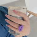 Unique purple lip-shaped clay ring in retro style shown on a person's finger - Purple Lip Style(ZJ8104)