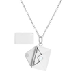 Detail of opening silver envelope necklace pendant with hinge and custom metal plate - Silver Style (ZJ8992)