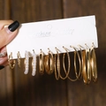 6-pair set of vintage gold hoop earrings with pearls and twisted textures for women - Gold 6 Pairs Frosted Pearl Set (ZJ8159)