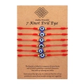 Set di 6 braccialetti artigianali in corda rossa con 7 nodi e perle occhio blu - Stile Malocchio Corda Rossa (ZJ6973)
